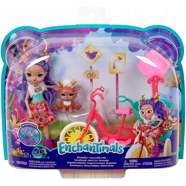 Enchantimals Danessa Hirsch mit Fahrradpuppe – Spielzeug für Kinder ab 4 Jahren