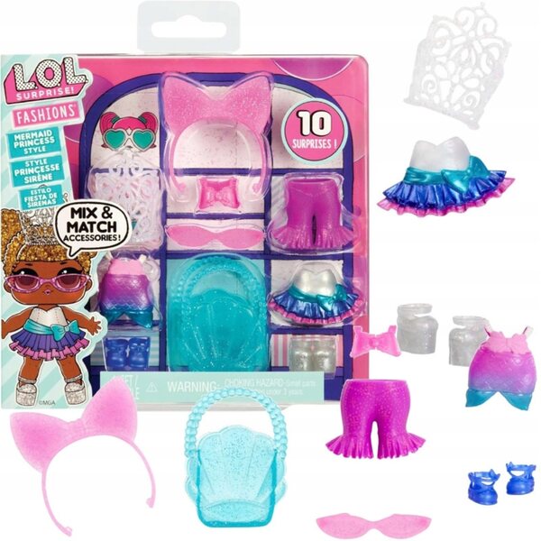 LOL Surprise Fashion Pack Meerjungfrau Prinzessin – 10-in-1 Puppenkleidungsset