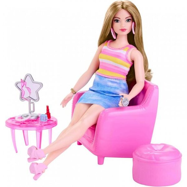 Barbie-Puppen-Stylistin mit 32-teiligem Garderobenset für Kinder ab 3 Jahren