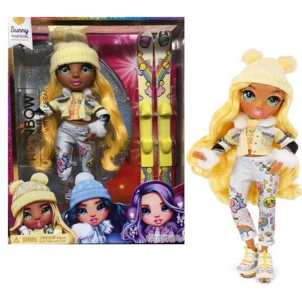 Bambola Rainbow High Sunny Madison Winter Chill, gialla, 28 cm, con accessori