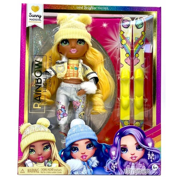 Bambola Rainbow High Sunny Madison Winter Chill, gialla, 28 cm, con accessori