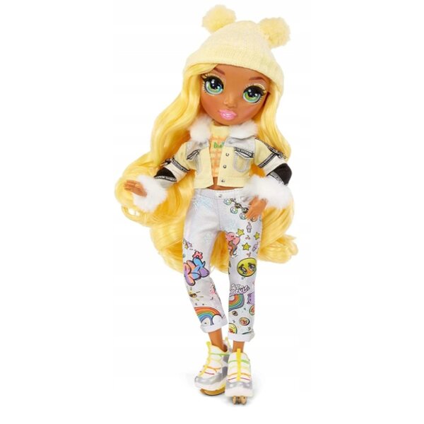 Bambola Rainbow High Sunny Madison Winter Chill, gialla, 28 cm, con accessori