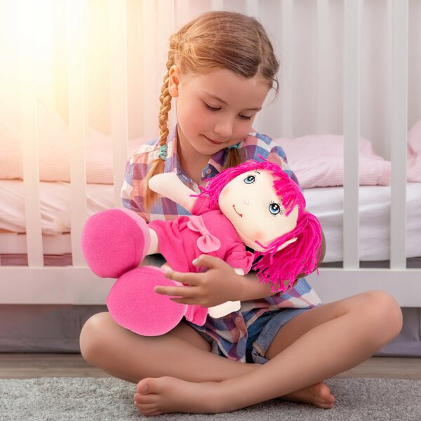 Bambola di stoffa Ilonka 35 cm morbida e colorata per bambini sicura