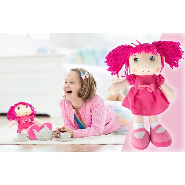 Bambola di stoffa Ilonka 35 cm morbida e colorata per bambini sicura