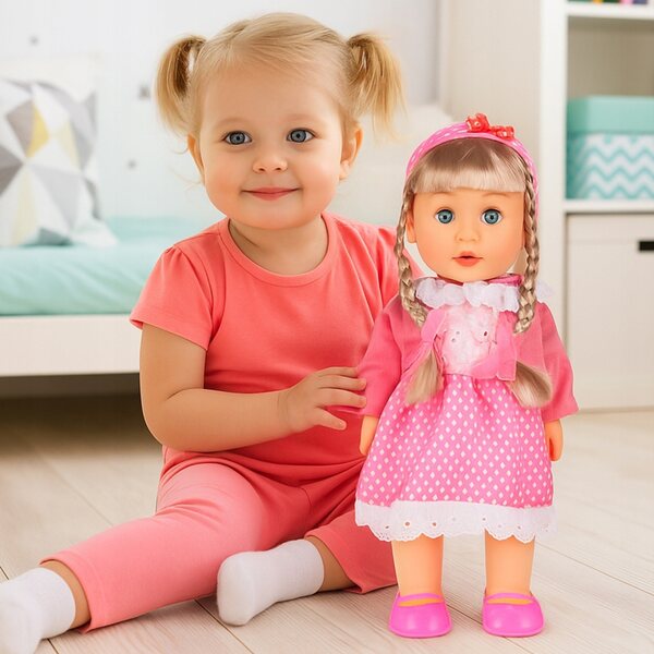 Interaktive Puppe Belinda 42 cm – geht, singt und reagiert auf Geräusche