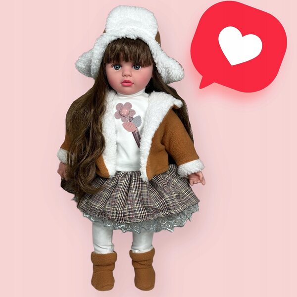 Bambola interattiva da 45 cm con suono, vestiti, bottiglia e spazzola | per bambini dai 3 anni in su
