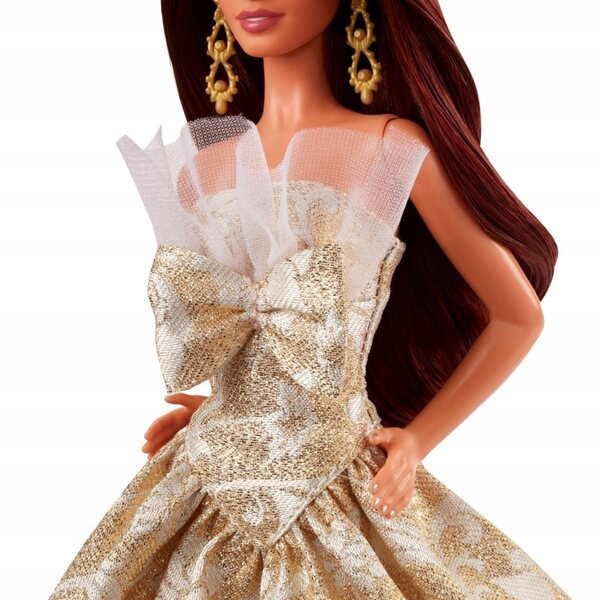 Barbie Signature Christmas 29 cm mit braunen Haaren und elegantem Sammlerkleid