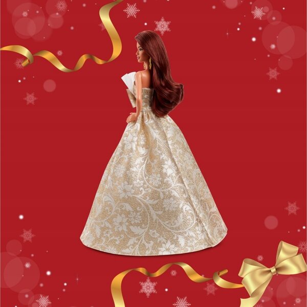 Barbie Signature Christmas 29 cm mit braunen Haaren und elegantem Sammlerkleid