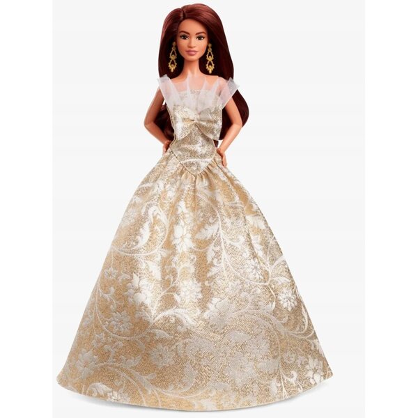 Barbie Signature Christmas 29 cm mit braunen Haaren und elegantem Sammlerkleid