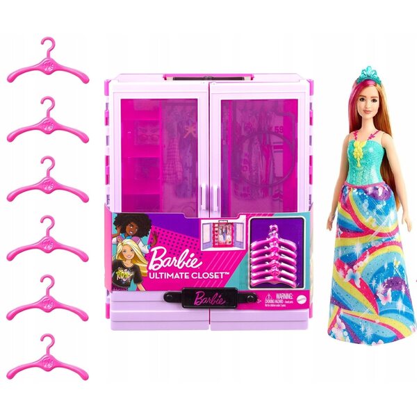 Barbie Dreamtopia mit Kleiderschrank, 6 Kleiderbügeln und elegantem Mattel-Design