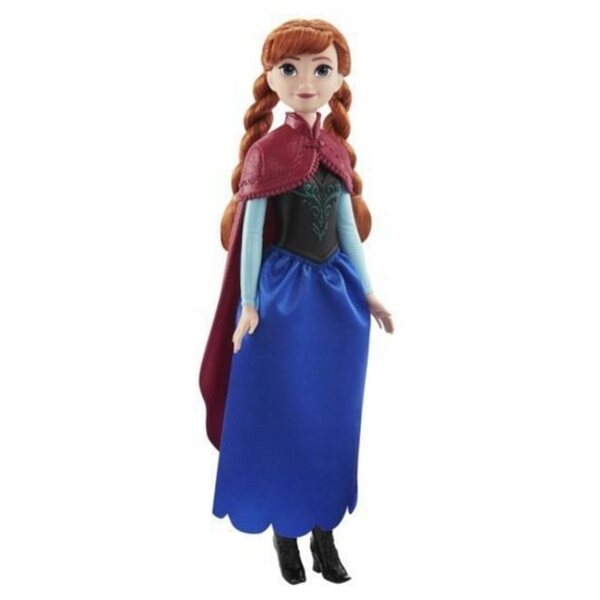 Bambola Disney Frozen Anna con vestito elegante e capelli intrecciati