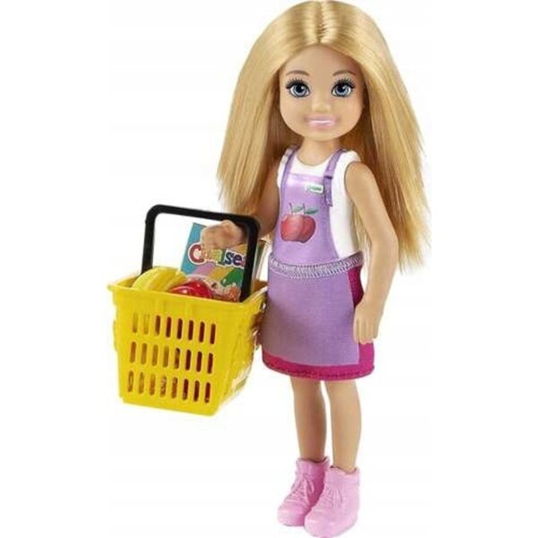 Barbie Chelsea Supermarkt-Set mit Puppen- und Spielzubehör für Kinder ab 3 Jahren
