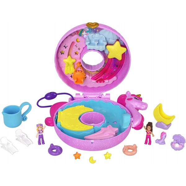 Polly Pocket Unicorn Piscina con Accessori e Lanterne Magiche per Bambini
