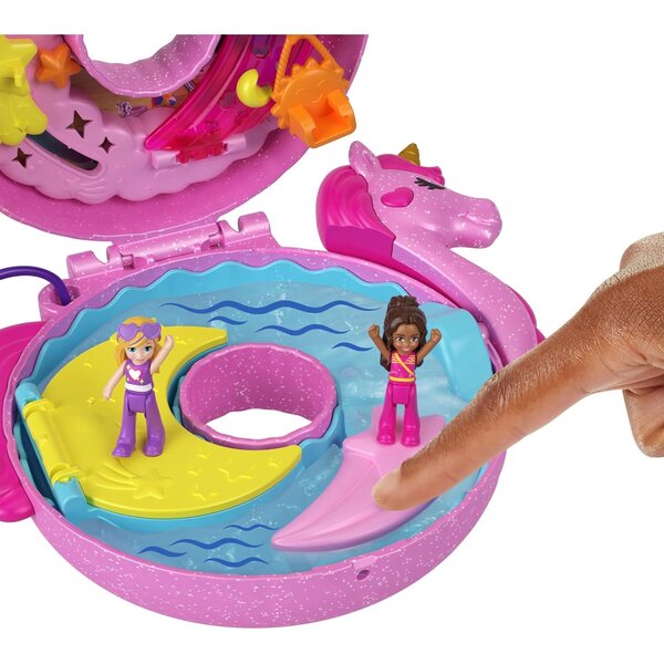 Polly Pocket Unicorn Piscina con Accessori e Lanterne Magiche per Bambini