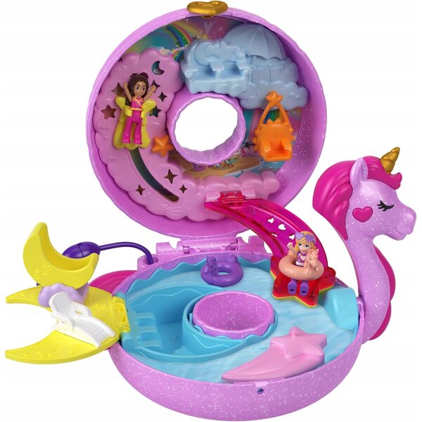 Polly Pocket Unicorn Piscina con Accessori e Lanterne Magiche per Bambini