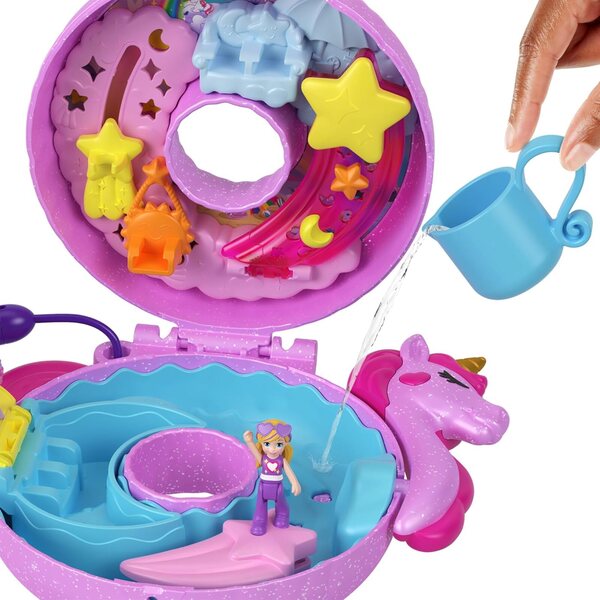 Polly Pocket Unicorn Piscina con Accessori e Lanterne Magiche per Bambini