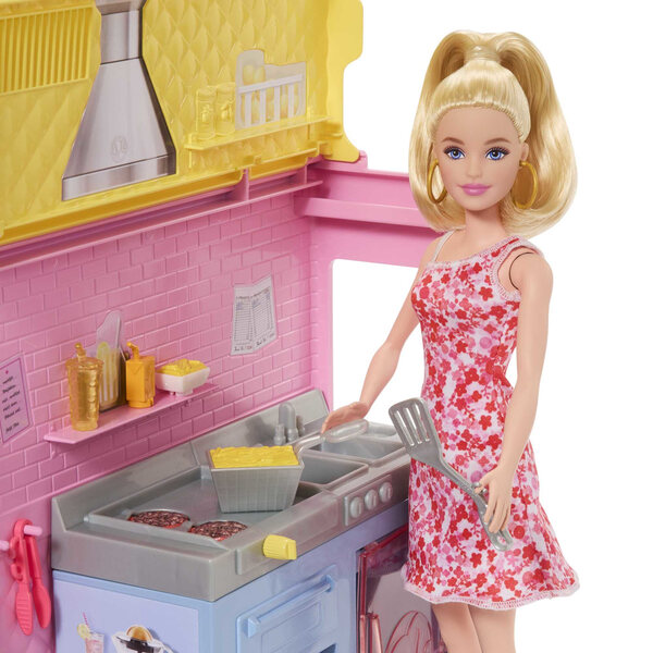 Barbie Lemonade Van mit 25 Zubehörteilen, Spiel für Kinder ab 3 Jahren