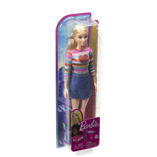 Barbie Malibu Puppe Roberts mit Regenbogen-Look und Jeansrock