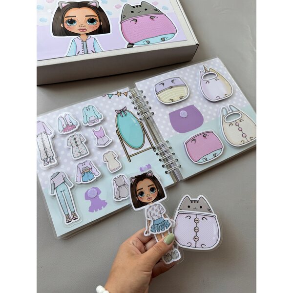 Интерактивен албум Pusheen с велкро елементи и оцветяване A5 за деца