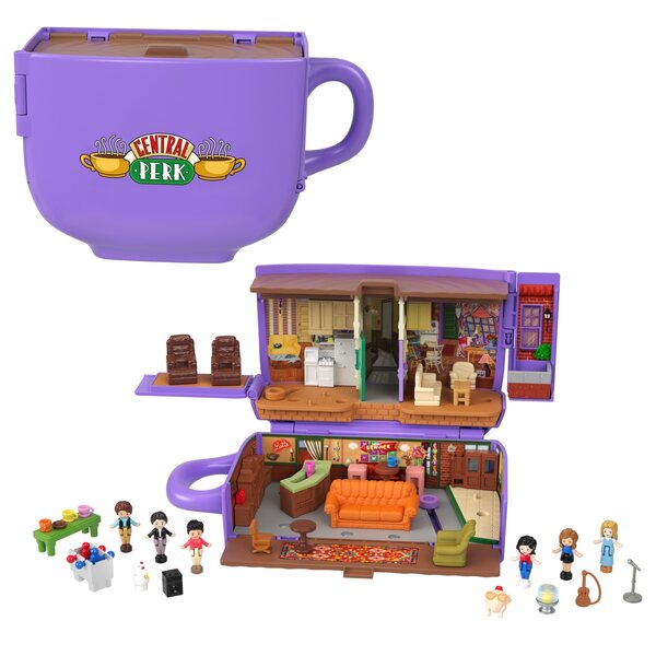 Mattel Polly Pocket Friends Compact mit 6 Puppen und 9 Zubehörteilen für Kinder ab 4 Jahren