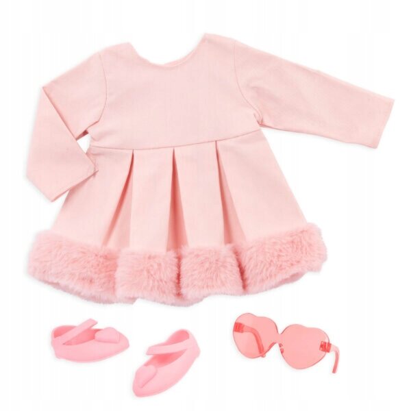 Unsere Generation Rosa Puppe 46 cm mit rosa und grünen Haaren, Kleid und Accessoires