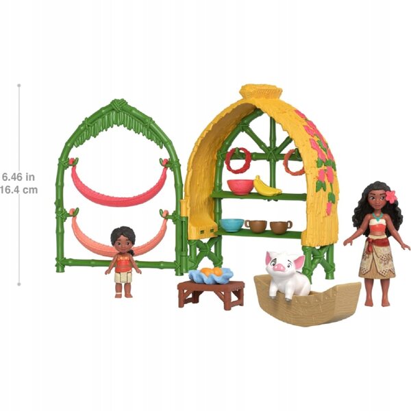 Disney Vaiana 2 Dorfhaus-Set mit 11 Zubehörteilen und Vaiana-, Simea- und Pua-Figuren