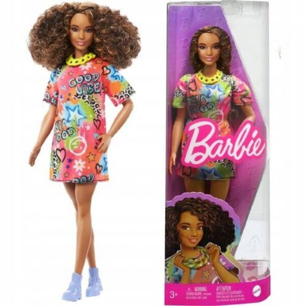 Barbie Fashionistas mit Graffiti-Kleid HPF77 Modepuppe für Kinder ab 3 Jahren