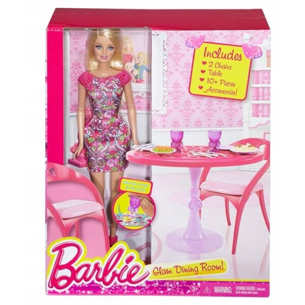 Bambola Barbie con Mobili per Sala da Pranzo Mattel - Gioco Completo per Bambini