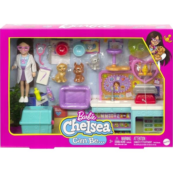 Barbie Chelsea Tierarzt mit Zubehör und Tierset – Lernspiel 3+