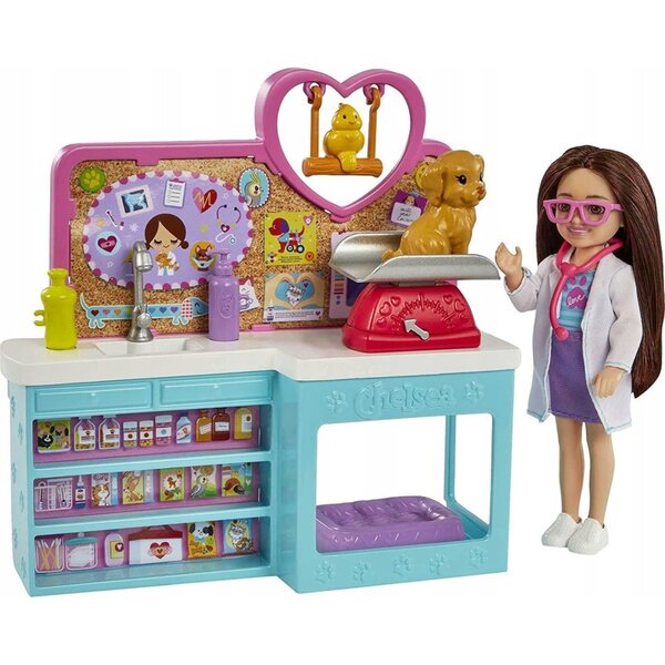 Barbie Chelsea Tierarzt mit Zubehör und Tierset – Lernspiel 3+