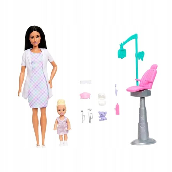 Barbie Zahnarzt-Set 2 mit brünetter Puppe für Kinder ab 3 Jahren