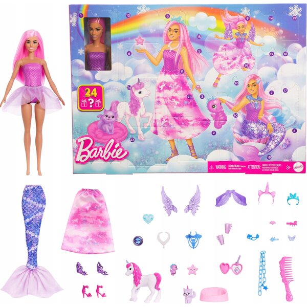 Barbie Fantasy World Adventskalender mit 24 Überraschungen und Puppe