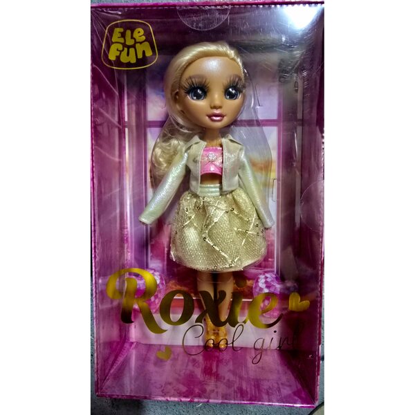 Elefun Roxie Cool Girl bambola con abito dorato moda e movimento per bambini 3+