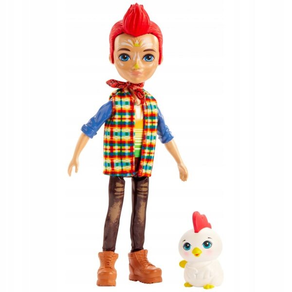 Bambola Enchantimals Gallo Rosso + Cluck Pupazzo per Bambini 4+