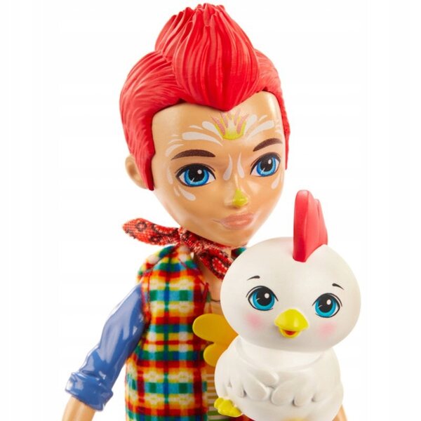 Bambola Enchantimals Gallo Rosso + Cluck Pupazzo per Bambini 4+