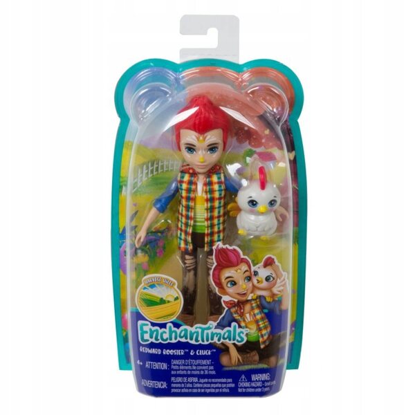 Bambola Enchantimals Gallo Rosso + Cluck Pupazzo per Bambini 4+