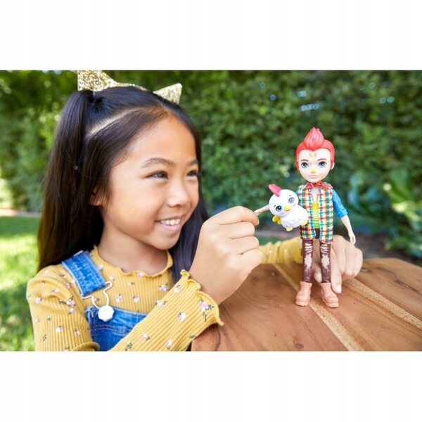 Bambola Enchantimals Gallo Rosso + Cluck Pupazzo per Bambini 4+