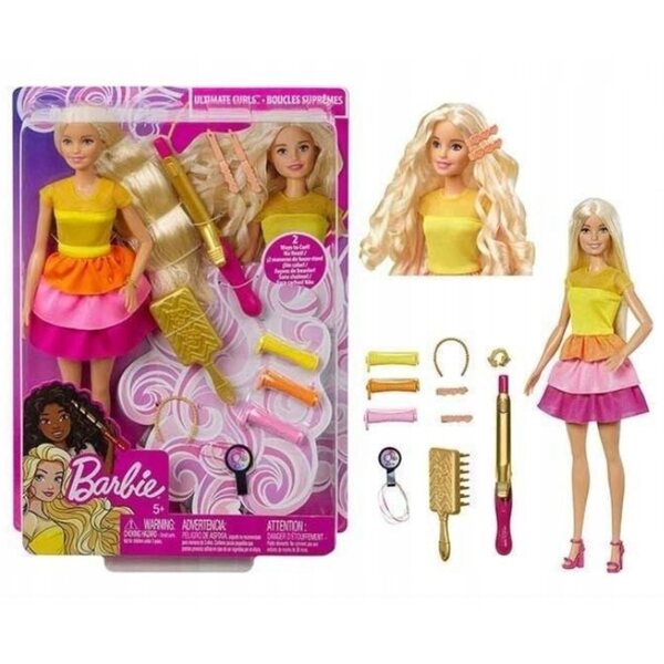 Barbie Stylowe Loki mit Haarschmuck und buntem Kleid