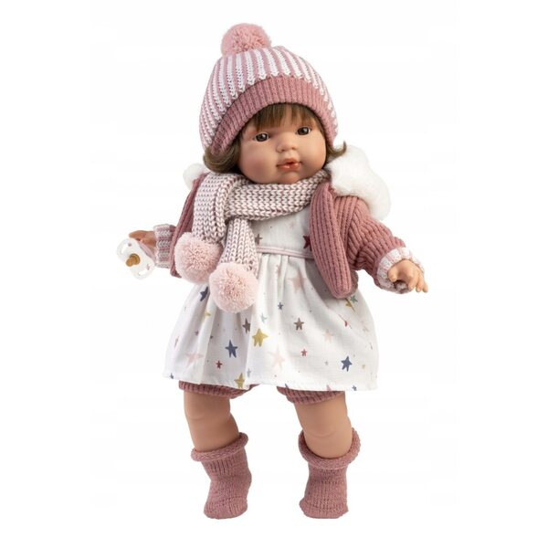 Lola weinende Puppe 38 cm aus handgefertigtem Stoff, ideales Geschenk für Kinder
