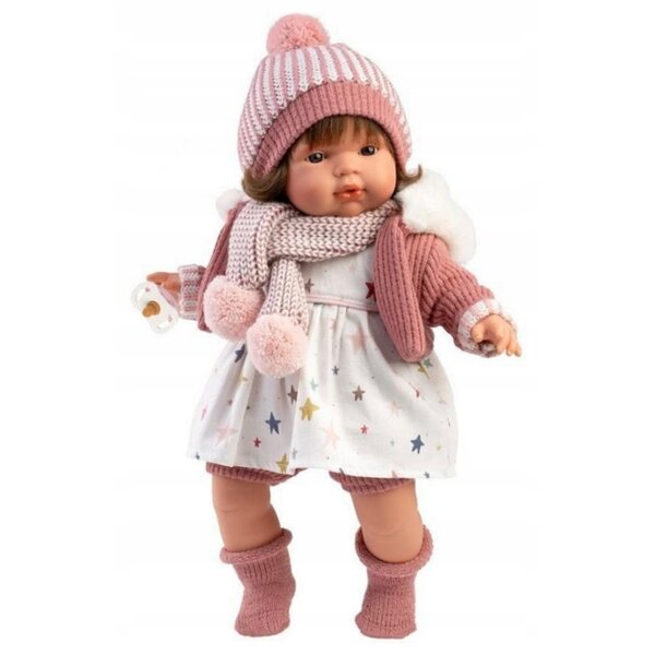 Lola huilpop 38 cm in handgemaakte stof, ideaal cadeau voor kinderen
