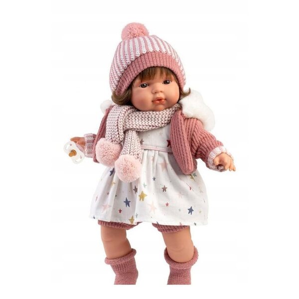 Lola huilpop 38 cm in handgemaakte stof, ideaal cadeau voor kinderen