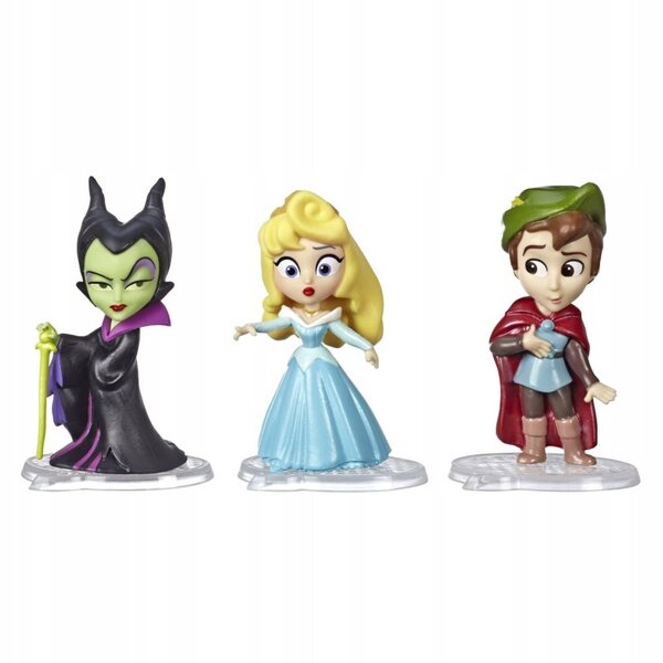 Hasbro Disney Set mit 3 Mini-Aurora-, Prinz Philip- und Hexenpuppen mit Sockel