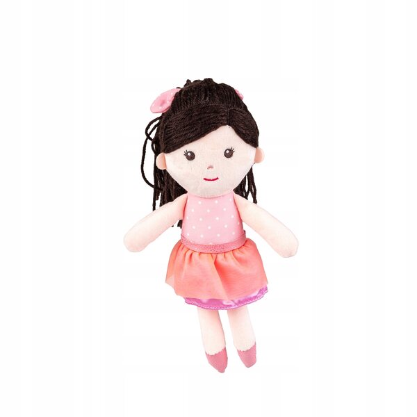 Alusia 23 cm große Stoffpuppe mit rosa Kleid und Schleife für Neugeborene