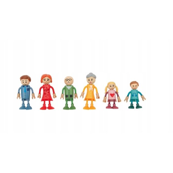 Set 6 bambole famiglia LUPILU per casa delle bambole, 6 pezzi, età 3+