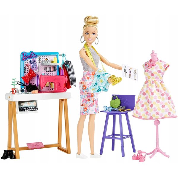 Barbie Fashion Studio mit Nähmaschine und komplettem Set für Kinder ab 3 Jahren