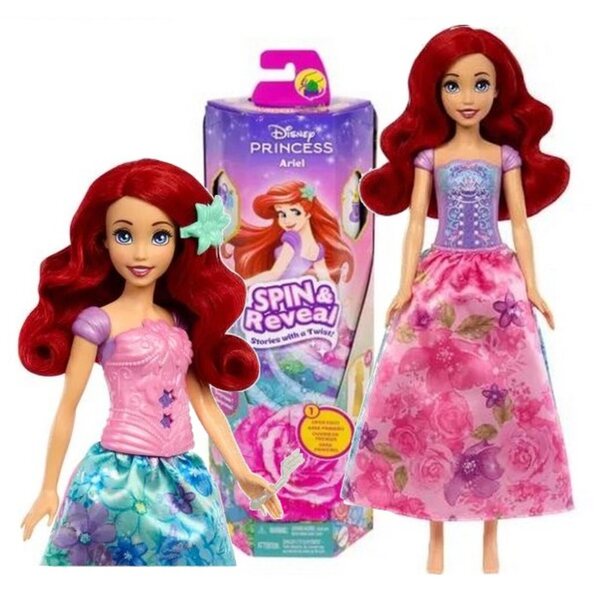 Bambola Ariel Disney Princess Spin&Reveal con accessori e vestito