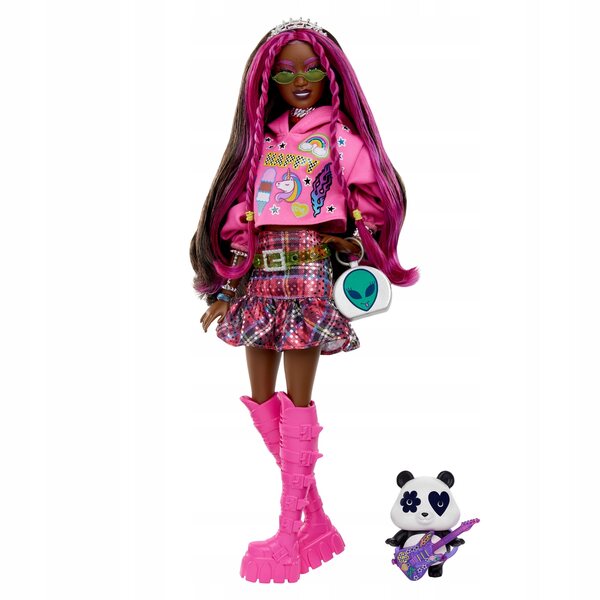 Barbie Extra con Stile Pop Punk e Panda - Bambola Moda per Bambini 3+