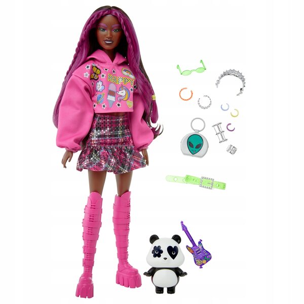 Barbie Extra con Stile Pop Punk e Panda - Bambola Moda per Bambini 3+