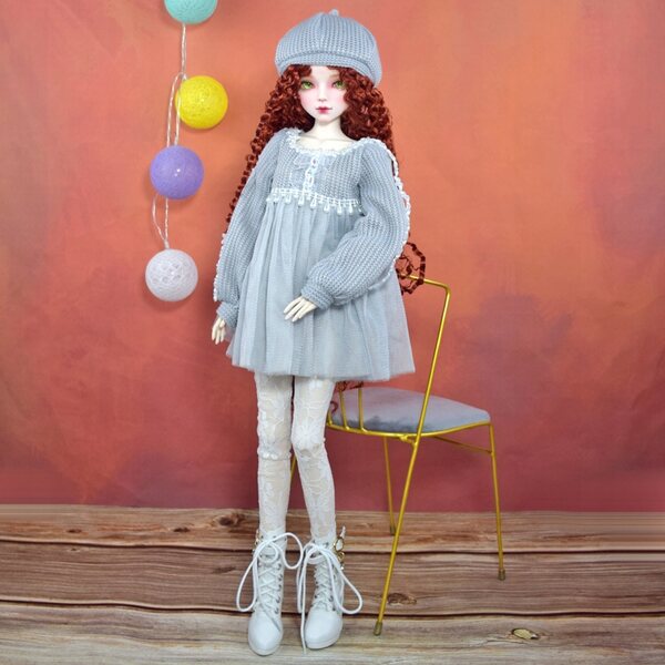Bambola Moda BJD 1/3 con Parrucca Riccia e Trucco Artigianale 56 cm