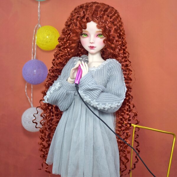 Bambola Moda BJD 1/3 con Parrucca Riccia e Trucco Artigianale 56 cm